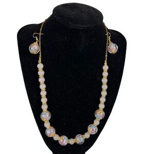 New Multi Colored Necklace and Earrings Set Skyline Collection Pink Blue